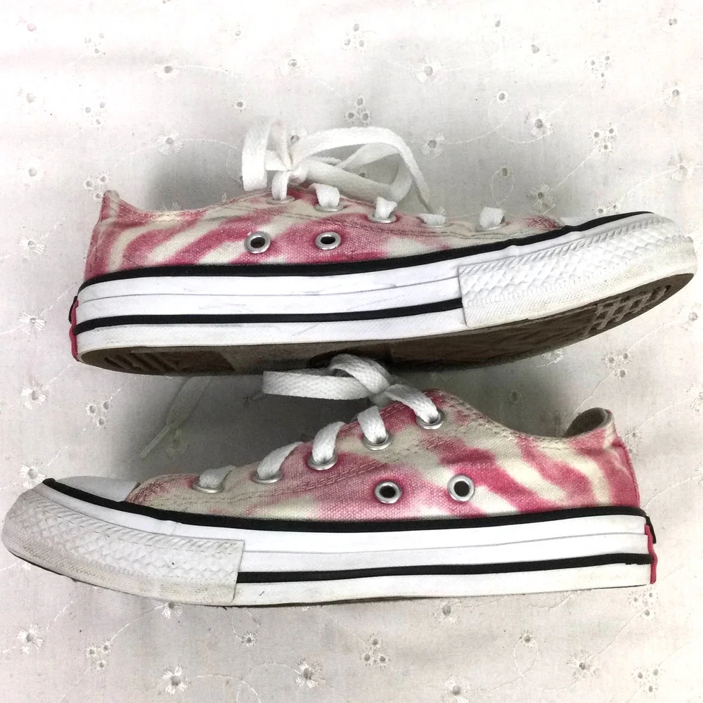 Converse All Star Barbie Pink Tie Dye Textile Ankle Lace Up Sneaker Junior 12